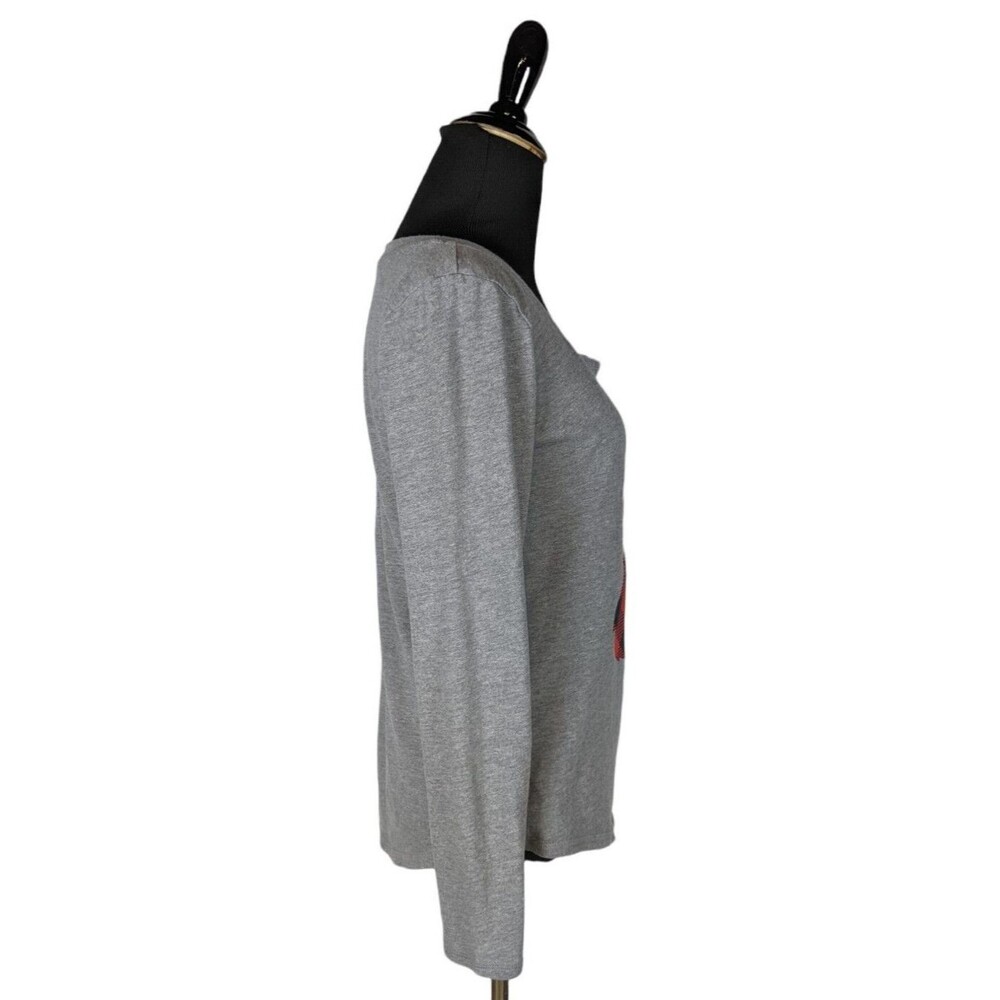 Mama Bear Buffalo Plaid Graphic Long Sleeve Scoop Neck Grey Sleep Top S - Picture 3 of 5